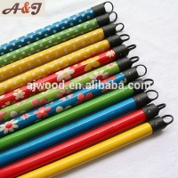 Thick wooden broom stick with different colors PVC surface