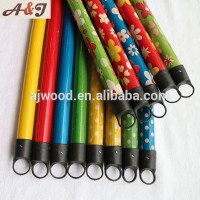 Varied colors PVC coating wood sticks broom with stand thread