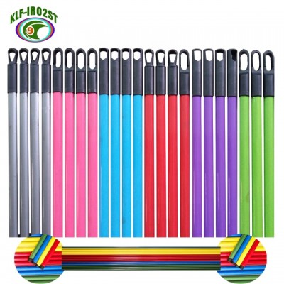 120*2.2cm customized size multicolored pvc coated powder painted metal iron broom mop brush dustpan handle with different thread